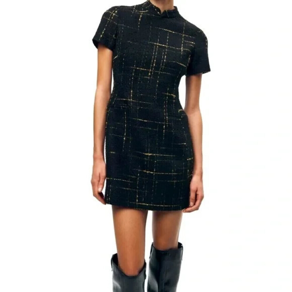 Zara Black Tweed Sheath Mini Dress L